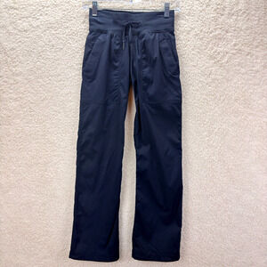 Lululemon Women 0 Dance Studio Pant Full Length Unlined Navy Blue Mid Rise Sport